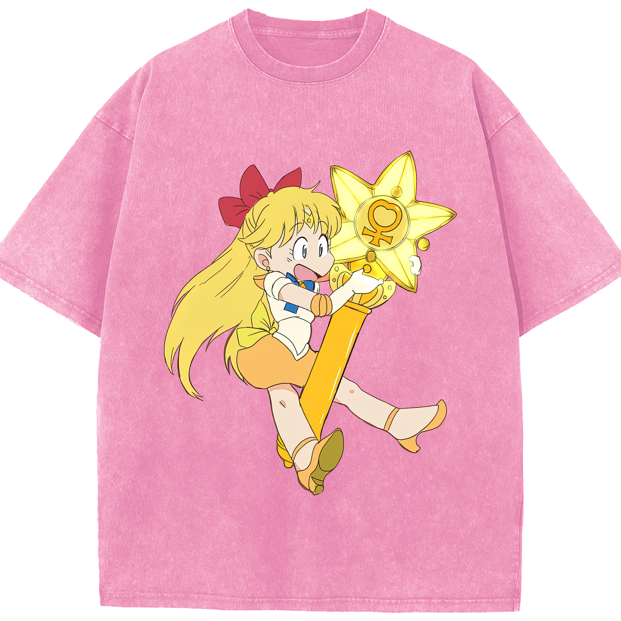 （画像用） 美少女戦士セーラームーン 愛野 美奈子 あいの みなこ Sailor Moon Aino Minako 綿100% ヴィンテージ風 半袖Tシャツ（フロントプリント）